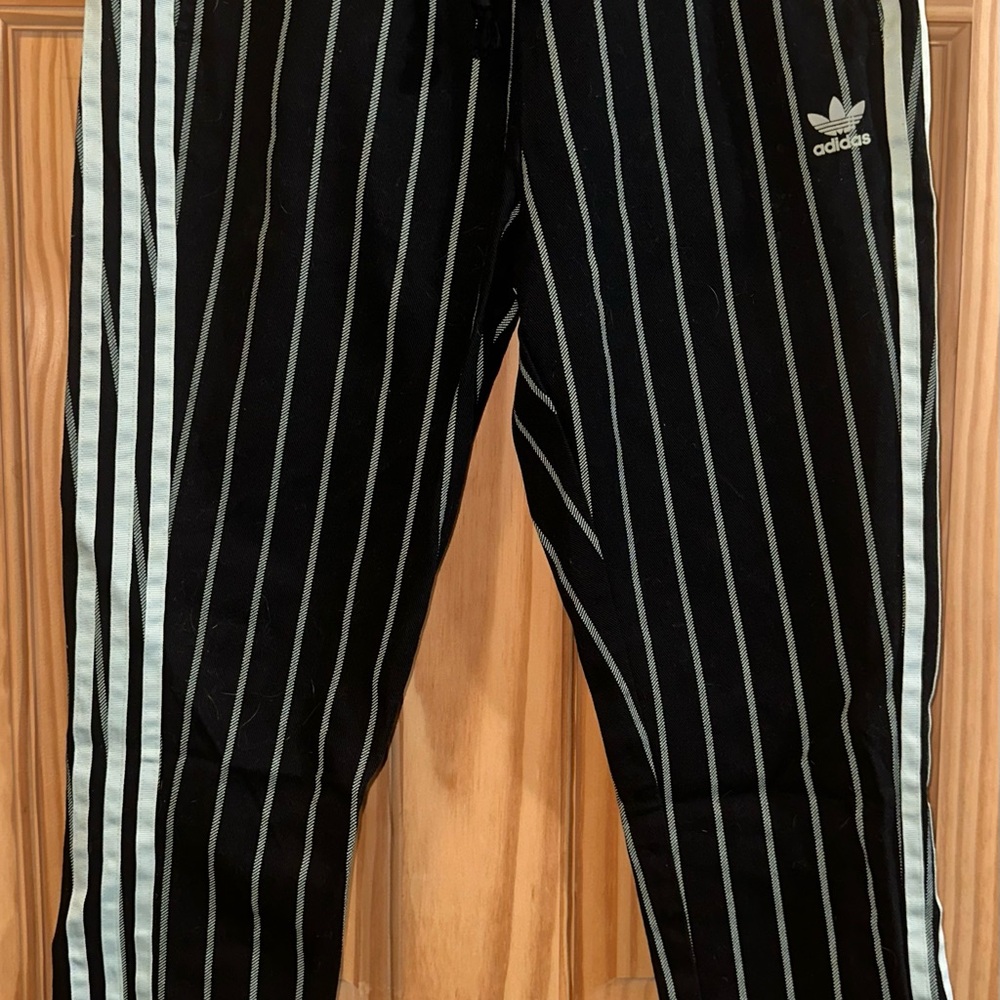 Adidas Black and Mint Twill Joggers